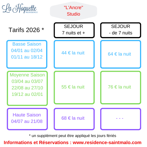 Tarifs 2026
